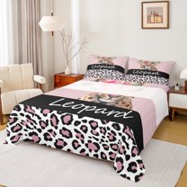 Homewish Cute Cheetah Bed Sheets,Jungle Wildlife King Sheets,Leopard Print Pink Flower Sheet Set For Boy Kids,Super Cozy Room Decor,4pcs