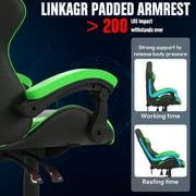 Bigzzia Gaming Chair with Heated Cushion, High Back Video Game Chairs with Pillow and Lumbar Support, Green