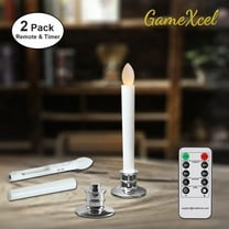 2 Pack LED Window Candles Flameless Taper Candles with Remote and Timer,White Base Holiday Wedding Party Decorations
