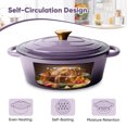 thumbnail image 5 of Hawsaiy 4.5 QT Nonstick Cast Iron Oval Dutch Oven with Side Handles & Oven Gloves, Enameled Cookware for Baking, Braising, Roasting, and Cooking, Purple, 5 of 9