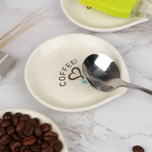 Coffee Spoon Rest, Mini Spoon Holder for Countertop Decor, Farmhouse Ceramic 3.5-Inch Small Teaspoon Rest for Coffee Bar Accessories, White