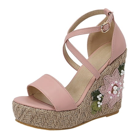 

Xboschi Sandals for Women Comfortable Sandals For Women 2024 New Bohemian Sandals Water Proof Platform Slope Heel Large Korean Edition High Heel Sandals