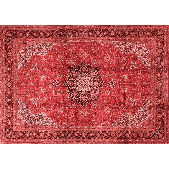 Ahgly Company Indoor Rectangle Medallion Red Traditional Area Rugs, 8' x 12'