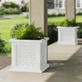thumbnail image 3 of Pure Garden Outdoor Rattan Style Planter Box - 14.65-Inch Plant Pot, White, 3 of 11