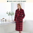 thumbnail image 5 of PAVILIA Checker Red Women Robe Fleece Plush Soft, Fluffy Fuzzy Cozy Warm Lightweight Bathrobe, Shower Spa House Long Robe for Women, L/XL, 5 of 10