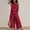 Wine, variant on Muscularfit 2 Piece Summer Set Womens Linen Set Palazzo Vacation Sets Sets Crew Neck Sleeveless Full Length Wide-Leg Black Womens Shorts Set,XL