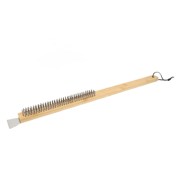 Cepillo Para Parrilla De Barbacoa, Cepillo Para Horno De Pizza Con De Bambú De 57,5 cm, Fácil De Limpiar Con Raspador Para Panadería