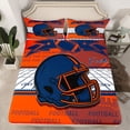 thumbnail image 2 of jejeloiu Football Game Helmet Bed Sheets,Deepblue Orange White King Sheets For Rugby Gamer 4pcs, 2 of 7
