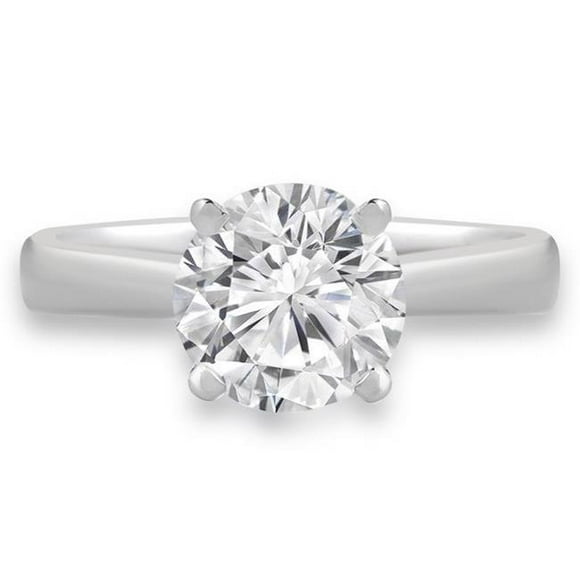 Majesty Diamonds MD190458-3.25 0.33 CT Round Diamond Solitaire Engagement Ring in 14K White Gold - Size 3.25