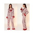 thumbnail image 3 of AIGUR Mommy and Me Satin Pajamas Set Adorable Heart Print Long Sleeve Turn Down Collar Tops and Pants, Family Matching Sleepwear, 3 of 6
