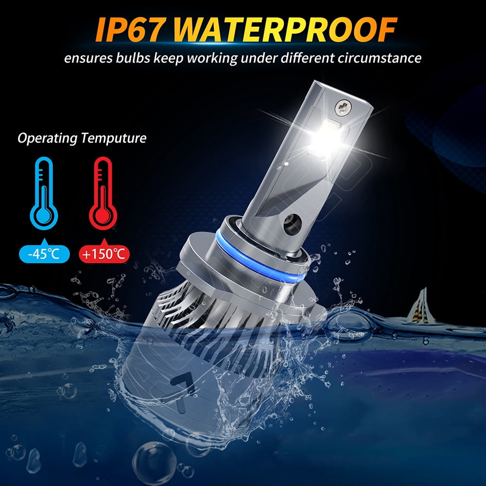 9005 / HB3 LED Headlight Bulbs Kit Super Bright White Light Conversion, 10000LM 6000K High Power Plug & Play