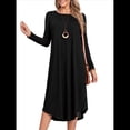 thumbnail image 3 of Pijama de Mujer con Cuello Redondo, Larga y Bolsillos Negro XL, 3 of 9