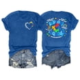 thumbnail image 4 of Women's Short Sleeve T-shirt Awareness Shirt For Women I Wear Blue Tshirt Mom T Shirt Puzzle Piece Short Sleeve Tops,Blue Women's Short sleeve T-shirt XL, 4 of 4