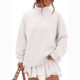 thumbnail image 6 of IUYRTFE Women's Solid Color High Neck Sweatshirt Long Sleeve Casual Pullover Top with Front Pocket, 6 of 7