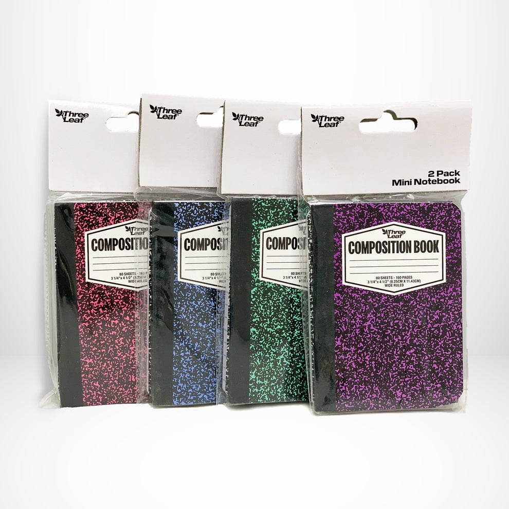 Three Leaf 80 Ct. 4 1/2 X 3 1/4, Mini Marble Composition Notebook 2Pk (Pack of 72)