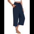 thumbnail image 3 of Pantalones Cortos para Mujer, Informales, con Cordón y Bolsillos, Holgados, de Cintura Alta y Pierna . Azul Marino S, 3 of 6