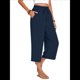 thumbnail image 3 of Pantalones Cortos para Mujer, Informales, con Cordón y Bolsillos, Holgados, de Cintura Alta y Pierna . Azul Marino L, 3 of 6