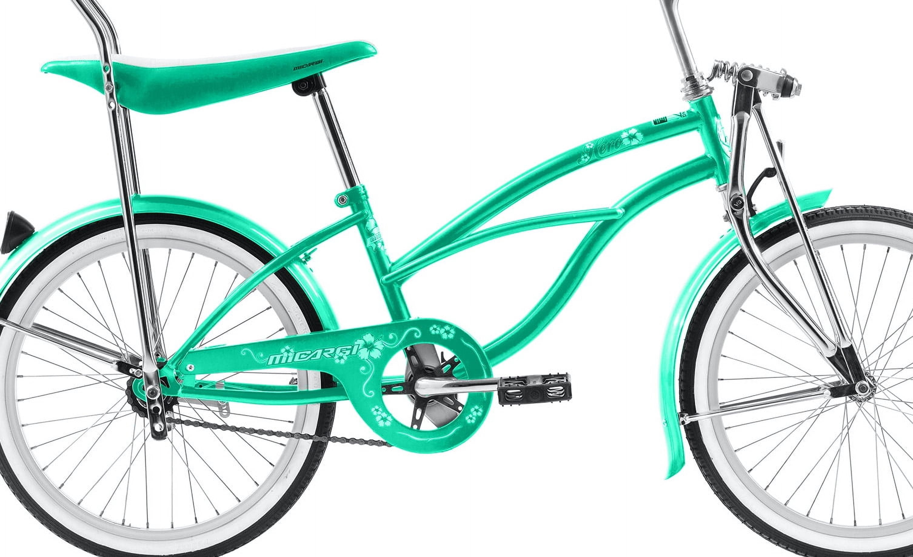Wonder Wheels 20 Inch Beach Cruiser Lowrider Coaster Brake Single Speed Bicycle, Bike With Banana Seat Stainless Steel Spokes One Piece Crank Alloy Rims 36 H - Mint Green