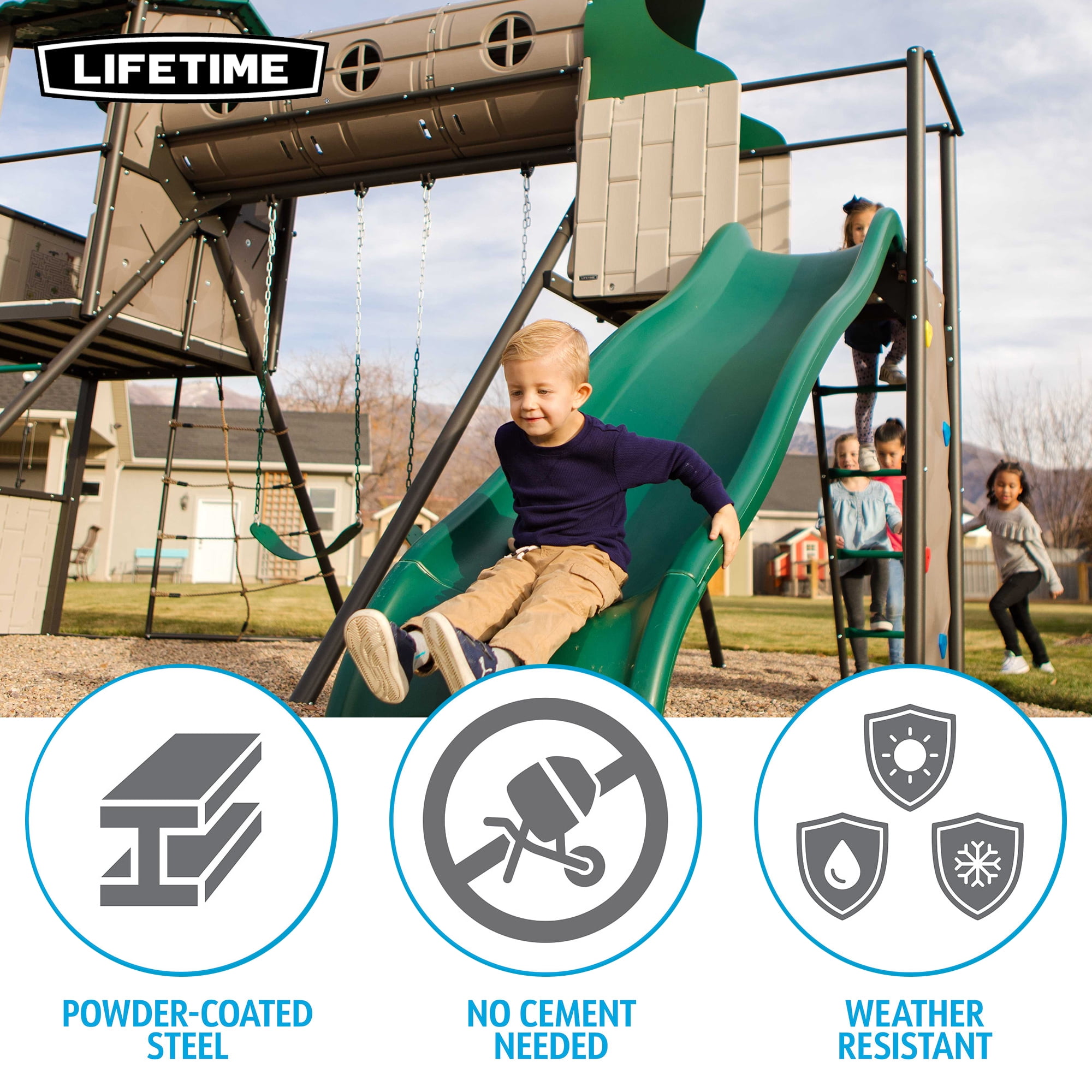 Lifetime, Kid's Adventure Tunnel Swing Set with Clubhouse, Model