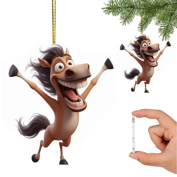 Pekkaxy Brown Horse Acrylic Pendant Charm 3.15 Inch, Vibrant Cartoon Design Durable Keychain Accessory, for Backpack Purse Keys Car Decor Gift