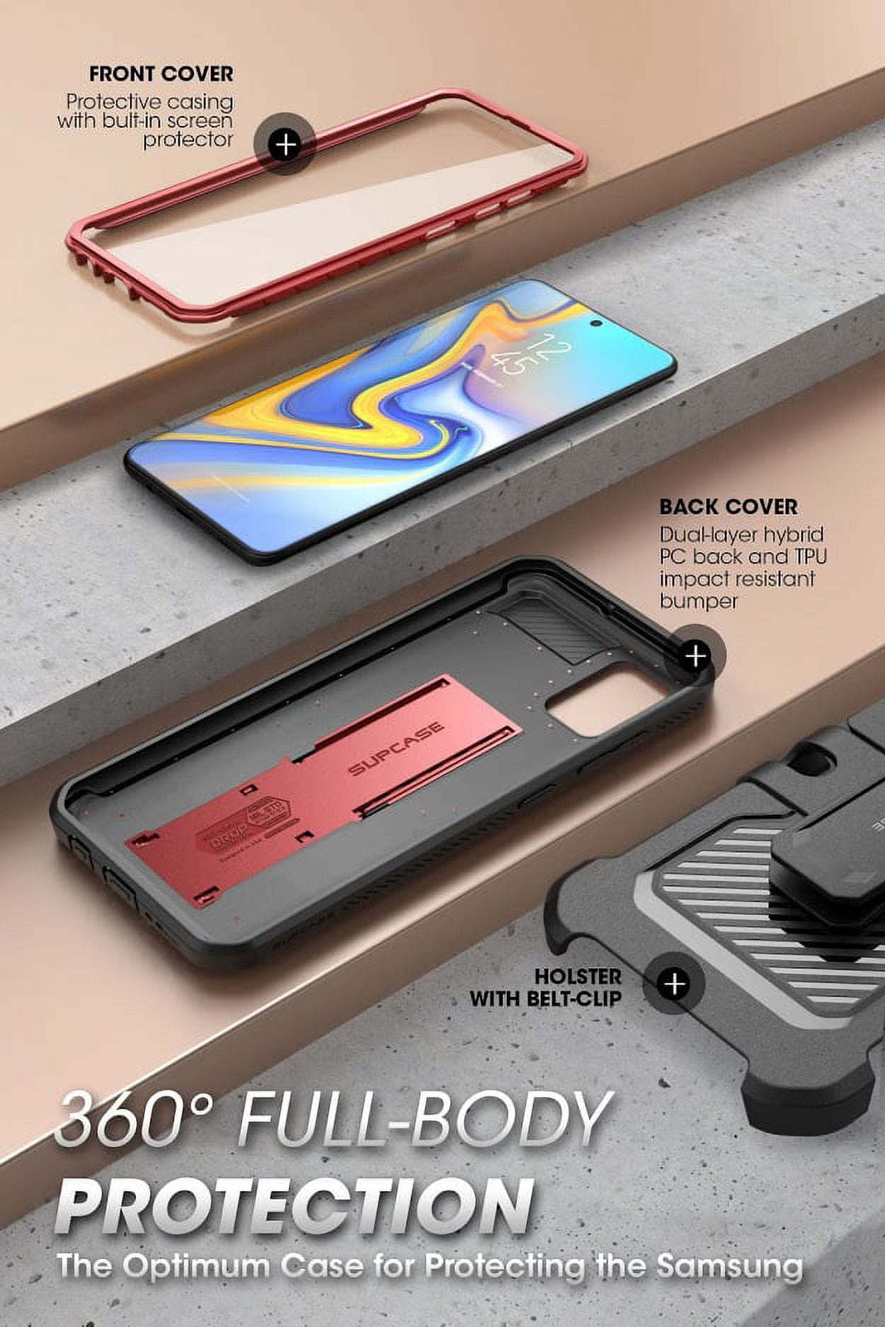 SupCase Unicorn Beetle Pro Series Designed for Samsung Galaxy A51 Case (Not Fit A50), Full-Body Rugged Holster & Kickstand Case with Built-in Screen Protector (Ruddy)