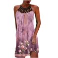 thumbnail image 2 of SMihono Robe d'Été Grande Taille pour Femmes 2023 Mode Col Rond Sans Manches Ajourée 0ut Robe à Bretelles Imprimée, 2 of 4