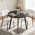 thumbnail image 3 of Ktaxon Modern Dining Table and Chairs Set for 2, Round 35.5" Dining Table with 2 Stackable Padded Side Chairs, 3 Pieces Kitchen Table Set for Small Spaces, Dining Room, Black & White, 3 of 7