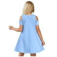 thumbnail image 3 of Gubotare Dresses for Tweens Girls Dress Flutter Sleeve A-Line Button Down Sundress Casual Dresses Size 5-6T (Sky Blue,5-6 Years), 3 of 8