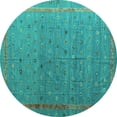 thumbnail image 1 of Ahgly Company Machine Washable Indoor Round Abstract Turquoise Blue Modern Area Rugs, 5' Round, 1 of 4