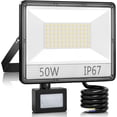 thumbnail image 1 of Foco exterior LumtenD con detector de movimiento de 50 W y 5000 lm, foco exterior LumtenD potente con luz blanca fría de 6500 K, iluminación exterior resistente al agua IP67, lámpara para, 1 of 5