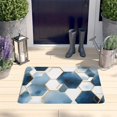 thumbnail image 2 of Blue White Gold Hexagon Marble Pattern Flannel Non Slip Door Rugs,Washable Door Mats Indoor,Decorative Door Mats,Dirt-Resistant and Absorbent Doormat for Entrance,Bedroom,Kitchen,Bathroom,23.5"x16", 2 of 5