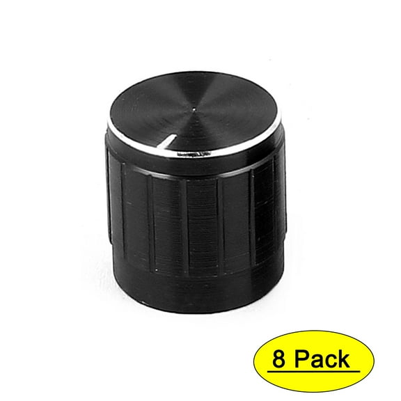 8pcs 6mm Hole Dia Metal Round Lamp Dimmer Rotary Switch Knob Control Cap Black