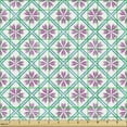 thumbnail image 2 of Abstract Fabric by the Yard, Ornamental Design of Flower Like Motifs in Square Formations, Decorative Upholstery Fabric for Sofas and Home Accents, Pale Purple Turquoise by Ambesonne, 2 of 5