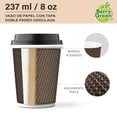 thumbnail image 3 of Berry Green Vasos Corrugados para Café con Tapa de 8 oz (237 ml), Paquete de 60 Vasos y 60 Tapas, Resistentes, Perfectaos Para Cafe, Te y Todo Tipo de Bebidas Calientes, Sin Derrames, Biodegradables, 3 of 8