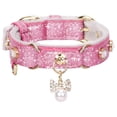 thumbnail image 1 of Collar para mascotas PetsHome Bling con diamantes de imitación de piel sintética rosa XS, 1 of 6