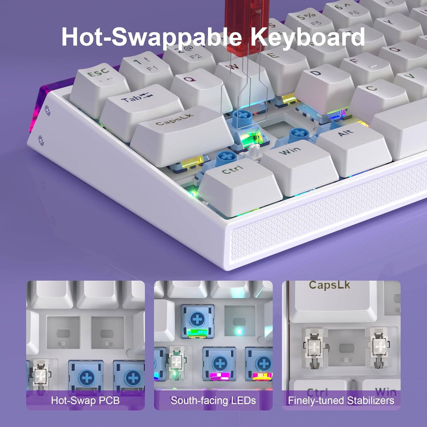 MageGee AIR68 Mechanical Gaming Keyboard - Hall Effect Magnetic Switch, 8000Hz Ultra-Low Latency, Tri-Mode Connectivity, Hot-Swappable 60% Compact RGB Backlit