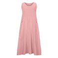 thumbnail image 2 of Abcnature Womens Maxi Dress Savings Clearance Deals, Women Solid Sleeveless Cotton Linen Long Dress, Plus Size Summer Casual Long Dresses, Wedding Guest Dresses Beach Party Dress Pink S, 2 of 4