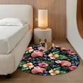 thumbnail image 3 of Summer Shells Round Living Room Rugs 6 ft, Starfish Tropical Flowers Black Background Washable Area Rug with Non-Slip Sturdy Edge Binding Round Carpet for Kitchen Office Bedroom, 3 of 9