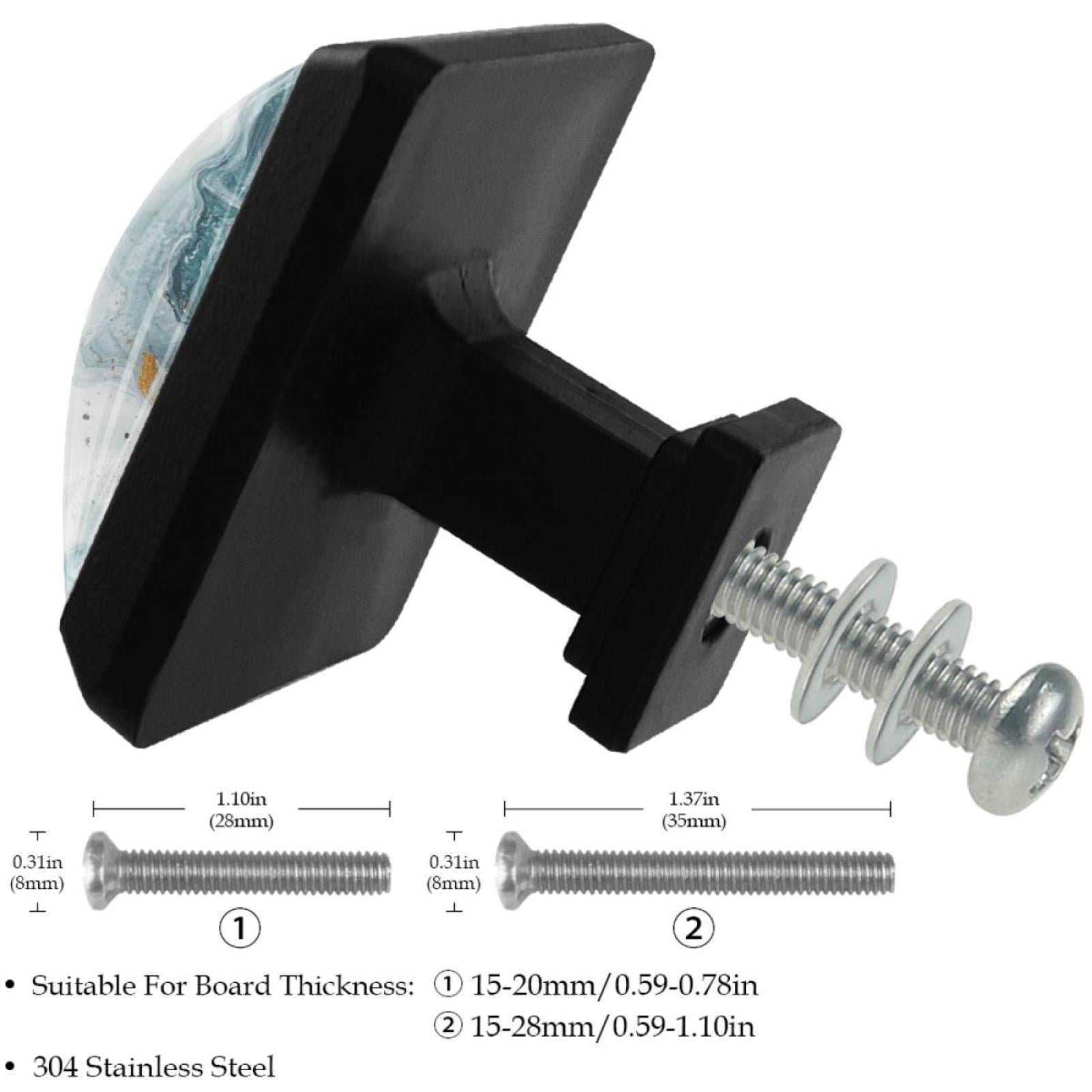 HemaKayy 3 Pack 1.45" Decorative Cabinet Knobs - Stylish ABS Glass Black Handles for Kitchen, Bedroom, & Home Furniture Decor - Durable & Elegant - Unique Marble Design