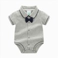 thumbnail image 5 of Farysays Baby Boy Outfit Bow Short Sleeve Romper Bodysuit Banquet Wedding Gentleman Jumpsuit Newborn Clothes, 5 of 9
