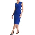 thumbnail image 5 of INSPIRE CHIC Women's Sheath Dress Sleeveless V Neck Wear-to-Work Belt Pencil Dresses Royal Blue XL, 5 of 7