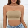 thumbnail image 2 of Wdgfv Womens Wireless Strapless Bandeau Bra Bralettes Seamless No Padded Tube Top Bra Beige M, 2 of 5