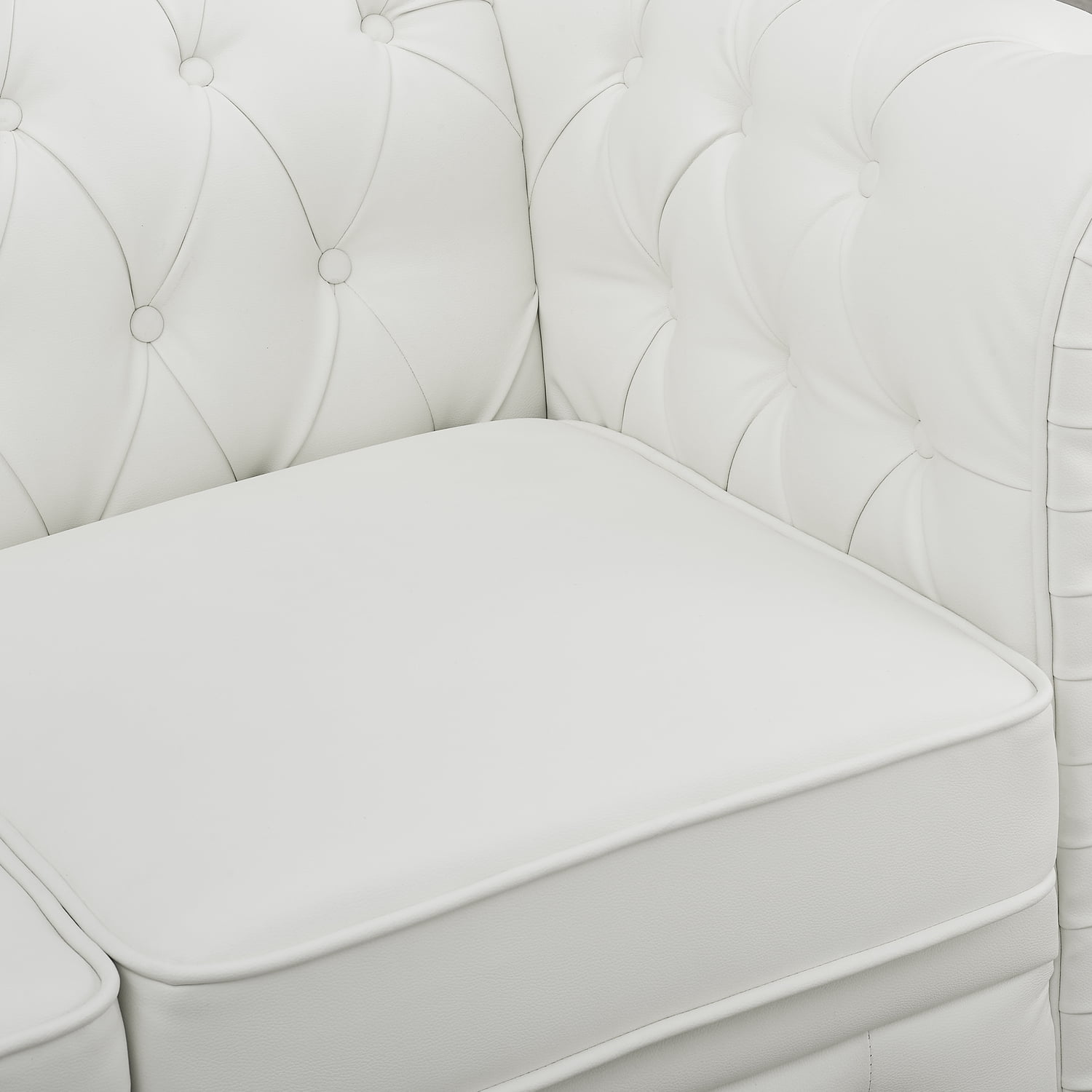 Naomi Home Modern Chesterfield Loveseat , Upholstered Cushion Loveseat  For Home - Color: White
