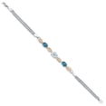 thumbnail image 3 of 925 Silver and 10K Yellow Gold Sky Blue Aquamarine and London Blue Topaz and White Lab Grown Diamond Bracelet for Women (2.01 Cttw, Gemstone March Birthstone, Oval, Wheat Chain, 7.5 inches), 3 of 5