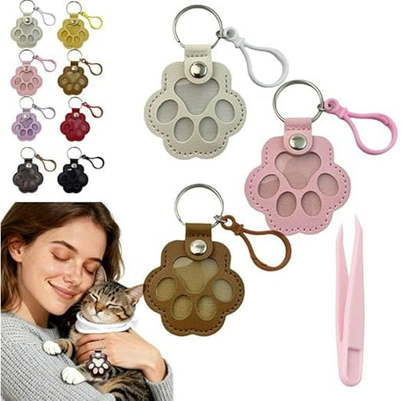 Paw Keys, Pawkeys, Handcrafted Leather Keepsake, Pet Hair Keychain for Dog Cat, The Paw Print Keepsake, Leather Paw Print Pet Fur Keepsake Keychain（Mix-A*3pcs)