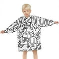 thumbnail image 3 of Black White Football Elements Pattern Blanket Hoodies for Kids 6-13YR Oversize Wearable Blanket Hoodies for Boys Girls Teens, 3 of 7