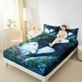 thumbnail image 4 of Homewish Black White Wolf Twin Sheet Sets for Teens, Jungle Romantic Animal Twin Fitted Sheet, Flower Plant Botanical Flat Sheet, Breathable Home Decor, 3 Pieces, 4 of 7