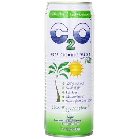 C2O Pure Coconut Water with Pulp, 17.5 Fl Oz, 12 Ct