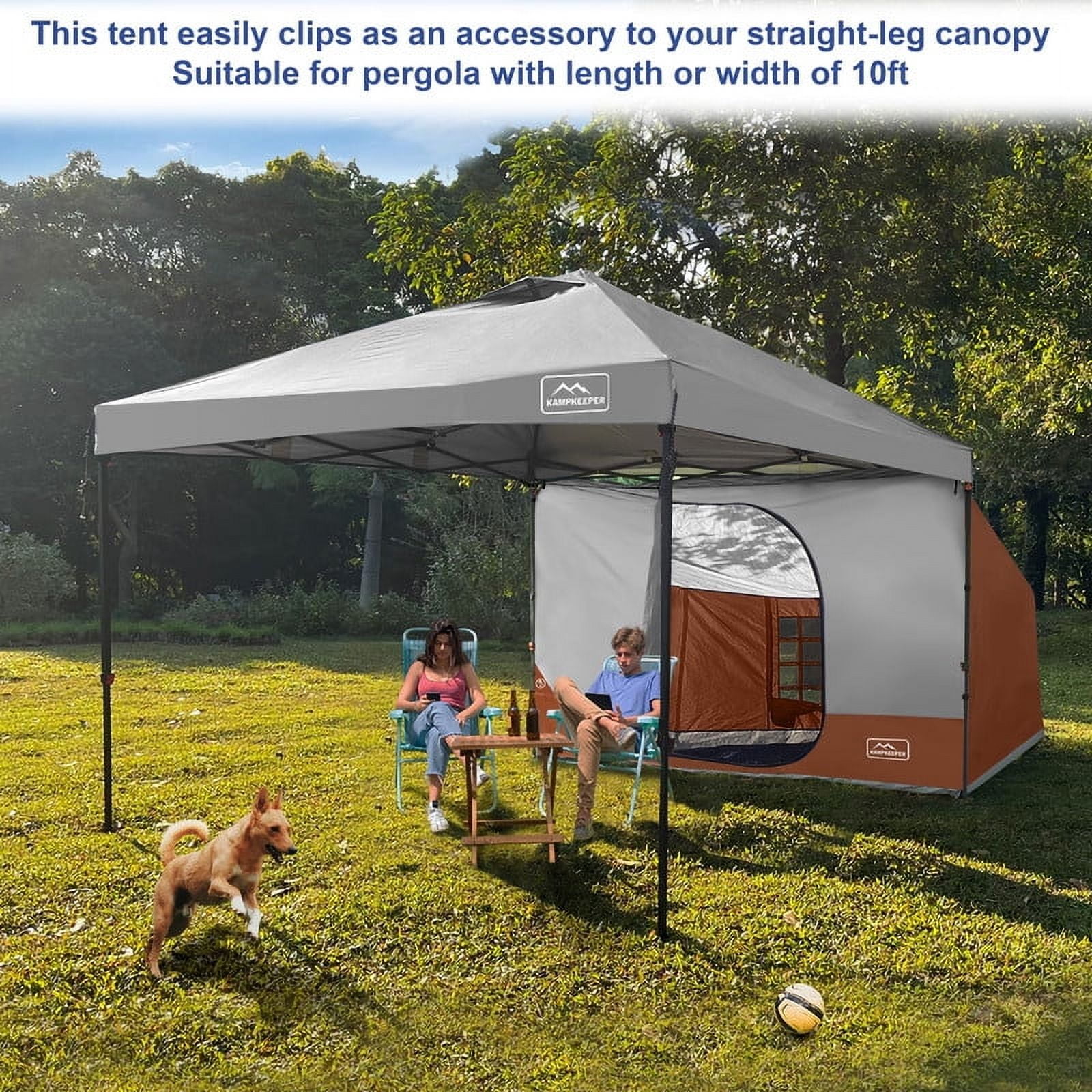 KAMPKEEPER Side Tent,Camping Tent for 10' x 10' Pop Up Canopy, Easy Set Up Gazebo,Compatible with 10' Wide Canopy Tents