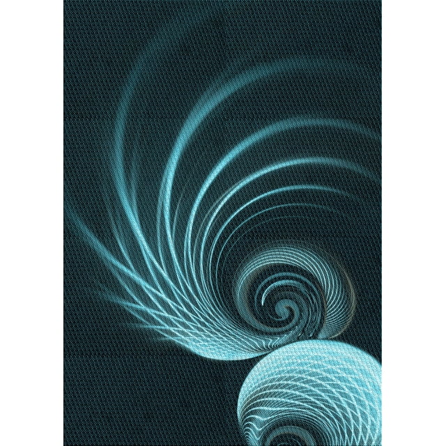 Ahgly Company Indoor Rectangle Patterned Dark Cyan Green Area Rugs, 4' x 6'